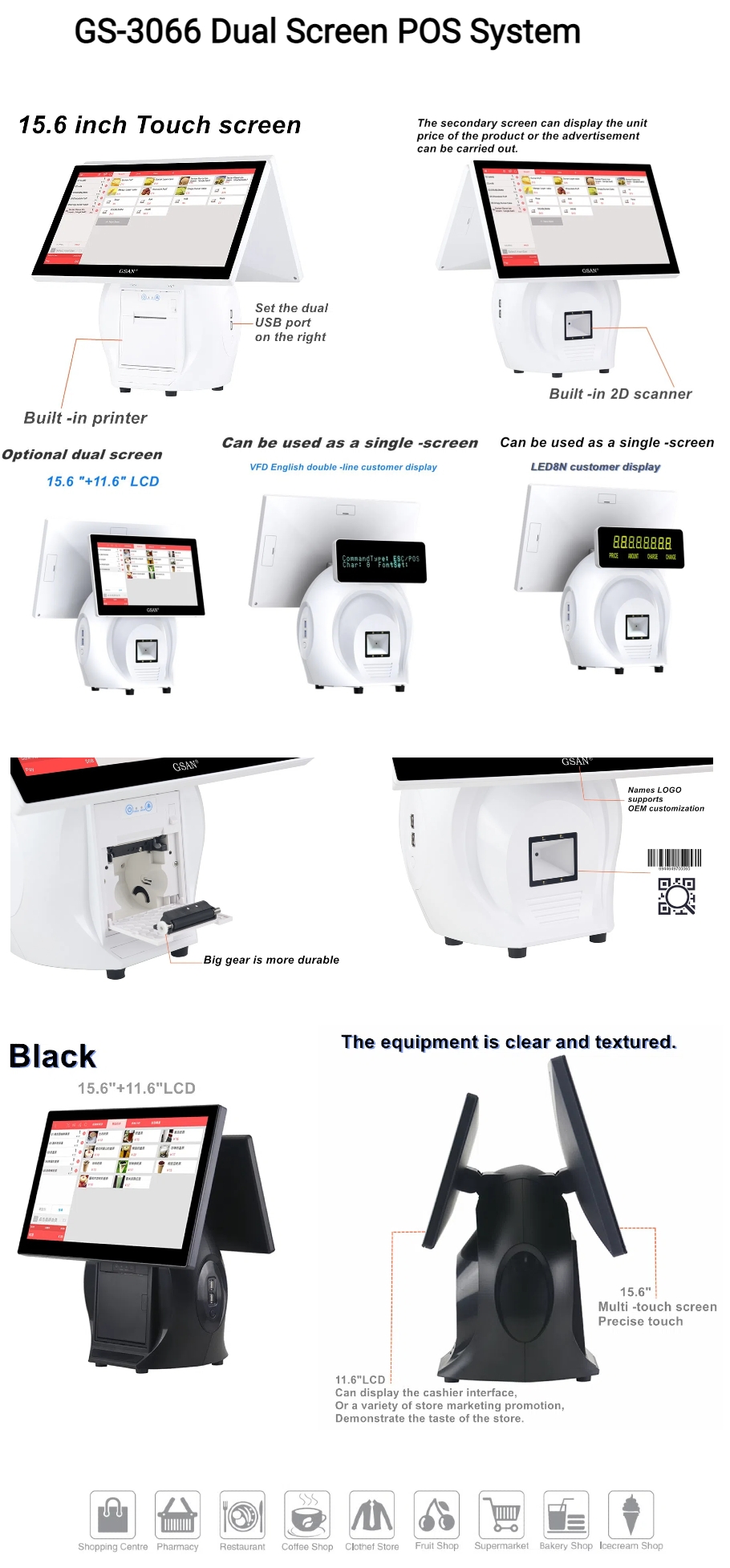 3066 Двухэкранная система POS