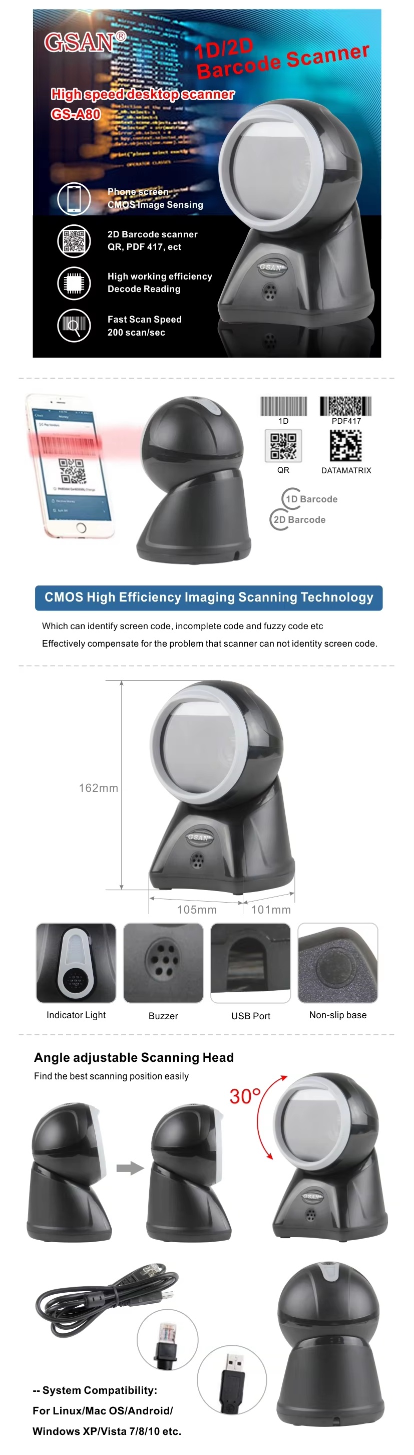 1D 2D Scanner Scanner