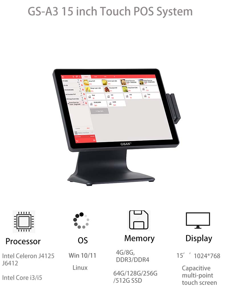 Windows Pos Equipment A3 15 '' Touch PC System System PAMATER для реселлеров в 