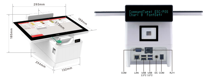 Размер и интерфейс Digital POS System System 